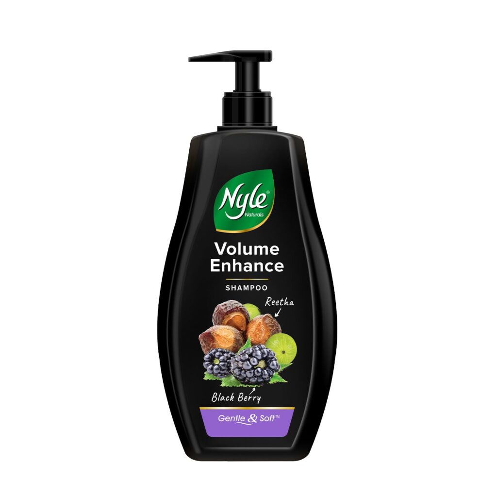 Nyle Naturals Volume Enhance Anti Hairfall Shampoo, With Reetha And Blackberry, Gentle and soft shampoo, PH balanced and Paraben free, For Men and Women, 1L