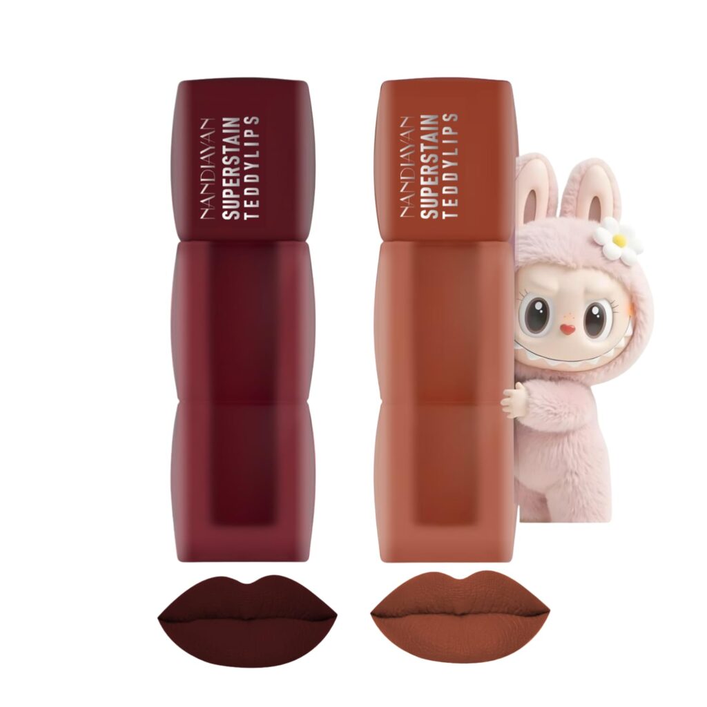 Nandiayan Super Stain Teddy Lips Stick Combo Set of 2 for Women | Dark Coffee & Coffee | Long Lasting Hydrating & Smudge Proof | Smooth Finish | Lipstick gift set for women for all skin Tone- 5ml Each
