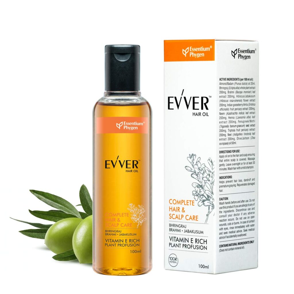 Evver Bhringraj Brahmi Vitamin E Hair Oil 100ml Nourishing Ayurvedic Hair Oil with Hibiscus, Triphala & Neem Strengthens, Controls Dandruff & Adds Shine