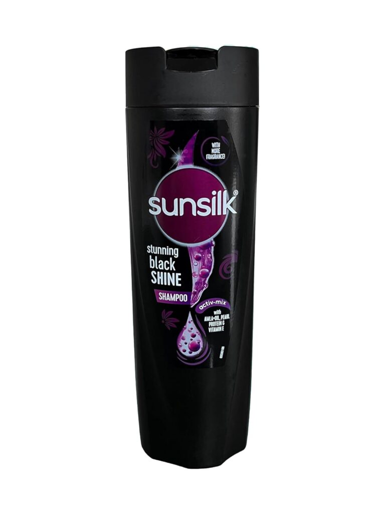 Sunsilk Stunning Black Shine Shampoo, With Amla Pearl Extract, Makes Hair looking Fuller, Moisturised and Shiny, 180 ml