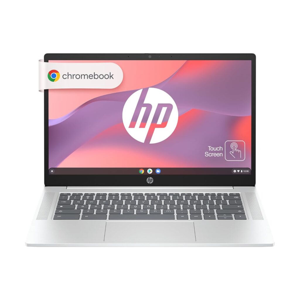 HP Chromebook 14, Intel Processor N200, ChromeOS, 14-inch (35.6 cm), HD, Touchscreen, 8GB LPDDR5, 128GB UFS, Intel UHD Graphics, 720p HD Camera w/Privacy Shutter (Silver, 1.45 kg), nf0016TU