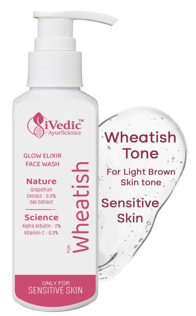 iVedic AyurScience Skin Brightening Face Wash Cleanser for Women & Men (0.2% Vitamin C, 2% Alpha Arbutin & 0.5% Grapefruit Extract) Removes Tan For Even Skin Tone, Suitable for Sensitive Skin - 150 ml