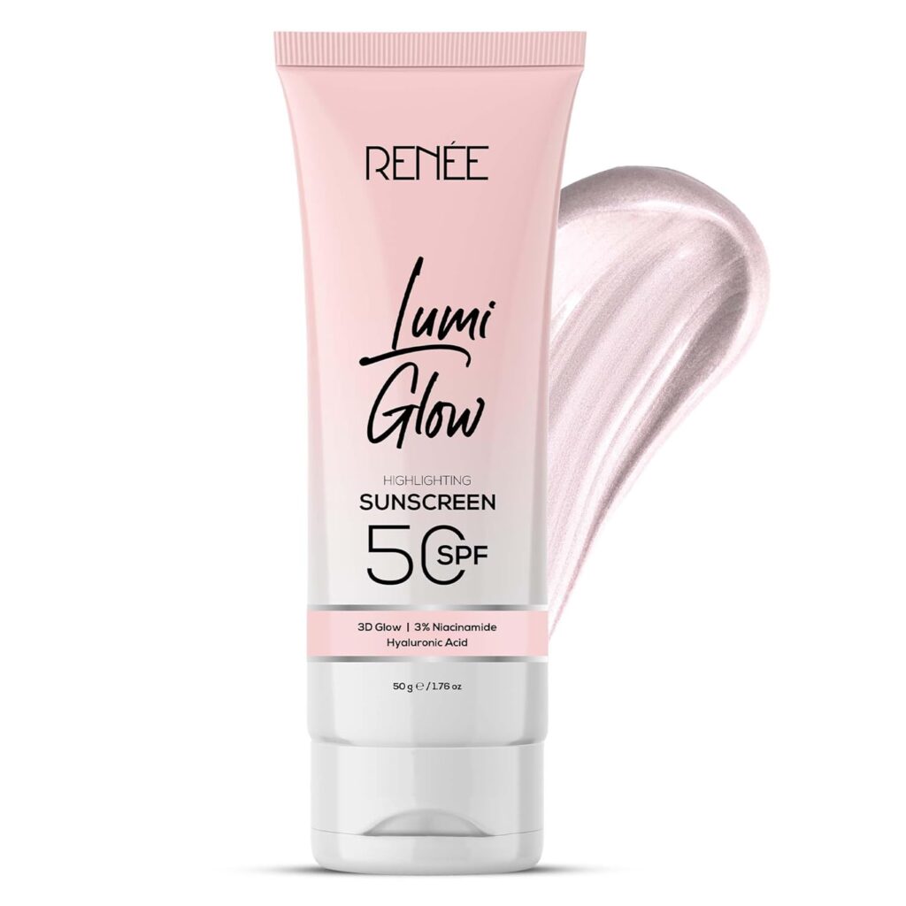 RENEE All Skin Lumi Glow Highlighting Sunscreen With Spf 50 | Lightweight & Non-Sticky | No White Cast | Protects Against Uva-Uvb | Radiant Finish, 70 G