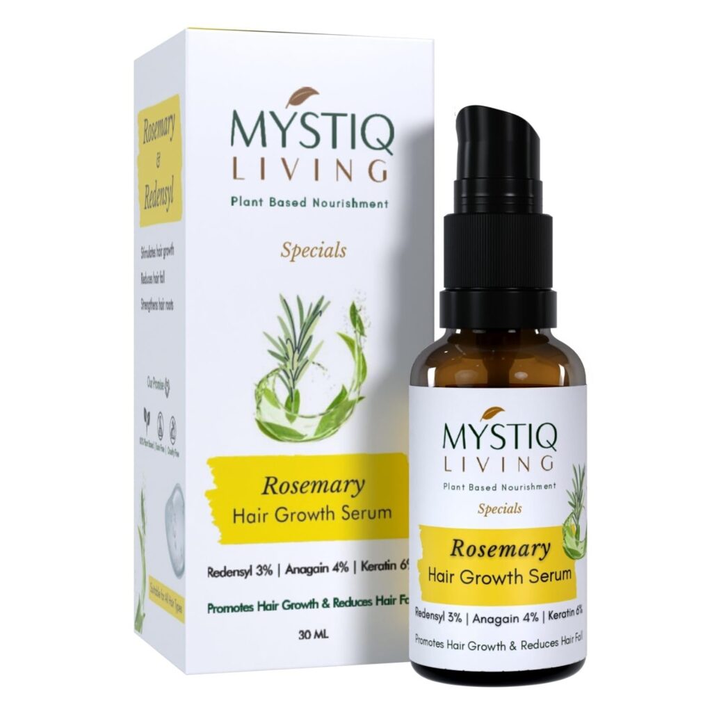Mystiq Living Rosemary Hair Growth Serum for Scalp with 3% Redensyl, 4% Anagain, 6% Keratin - 30 ML | Advanced Hair Growth Serum for Hair Fall Control | For Men & Women