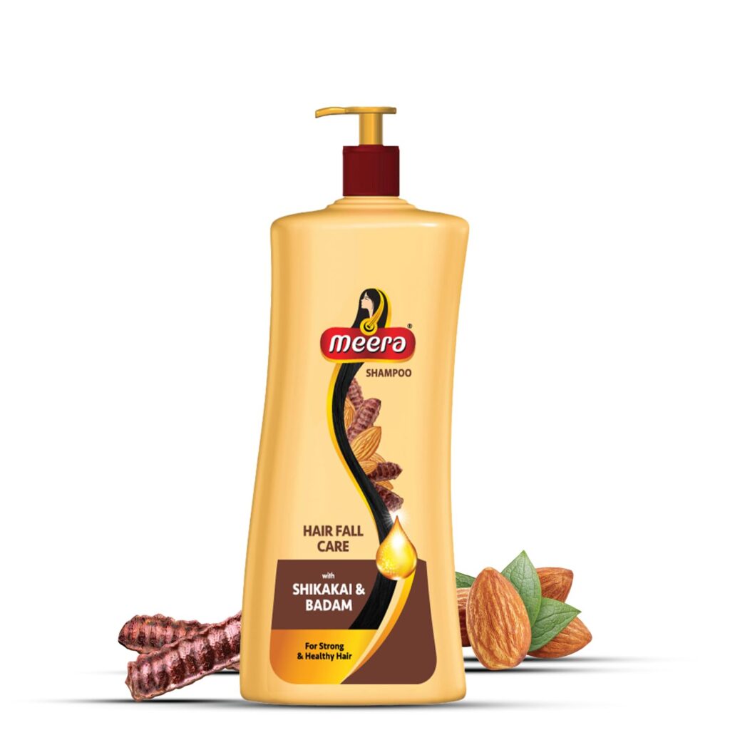 Meera Shampoo Hairfall Care, With Goodness Of Badam and Shikakai, For Men And Women, 340ml