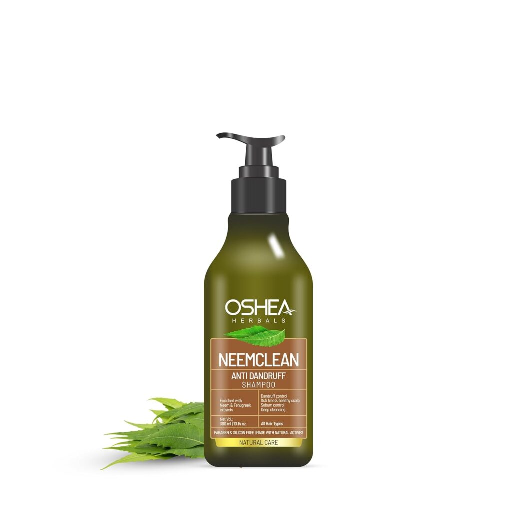Oshea Herbals Neemclean Anti Dandruff Shampoo for Men & Women | Controls Dandruff, Deep Cleansing with Healthy & Itch Free Scalp | Enriched with Neem & Fenugreek | Paraben & Silicon Free 300ml
