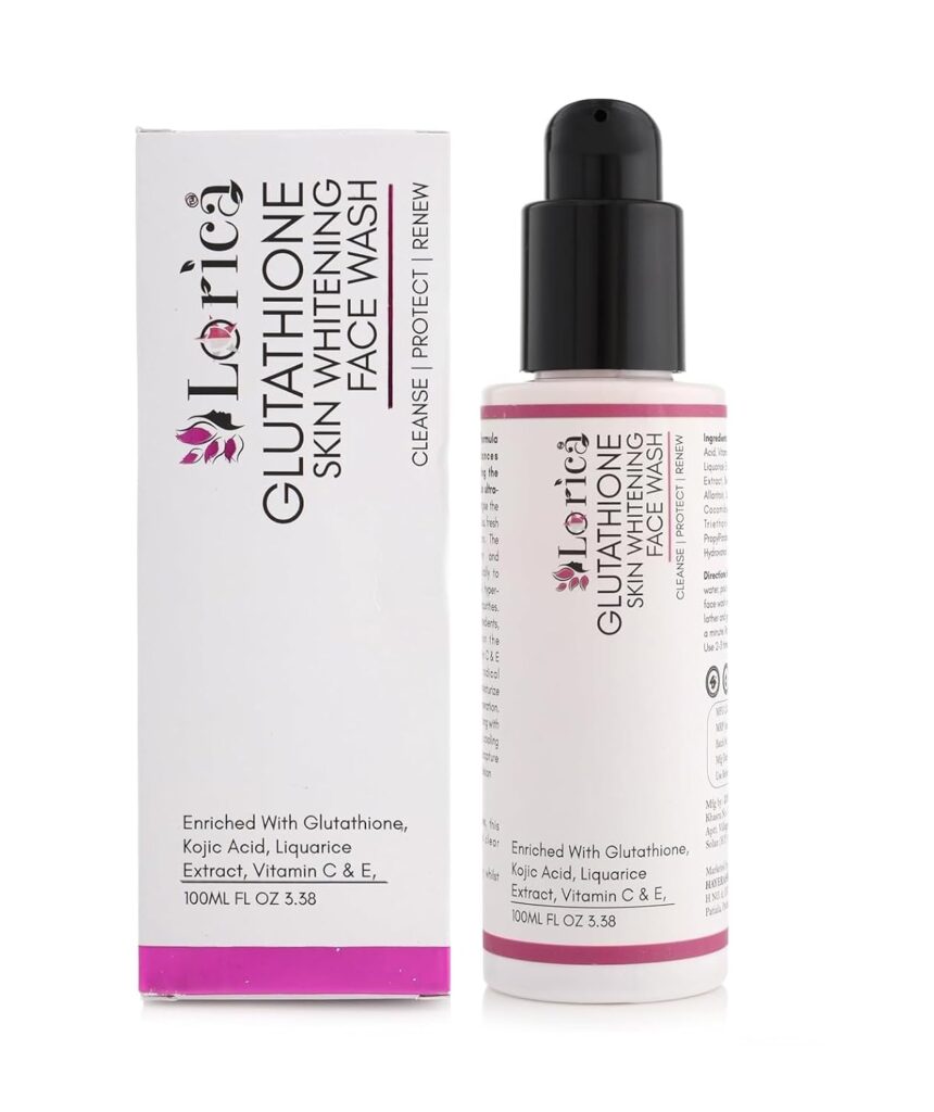 Lorica Glutathione Skin Brightening Face Wash with Vitamin C & E, and Kojic Acid For Deep Cleansing for Dry to Normal| Face Wash For Women & Men | All Skin Type (100ml)