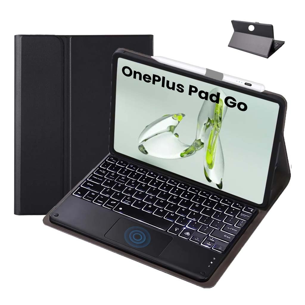 TECPHILE Keyboard Case for OnePlus Pad Go 11.35-inch/Oppo Pad Air2 11.4-inch 2023 Folio Cover with Multi-Touch Trackpad, 7 Color Backlit, Magnetically Detachable Bluetooth Keyboard, Adjustable Angle