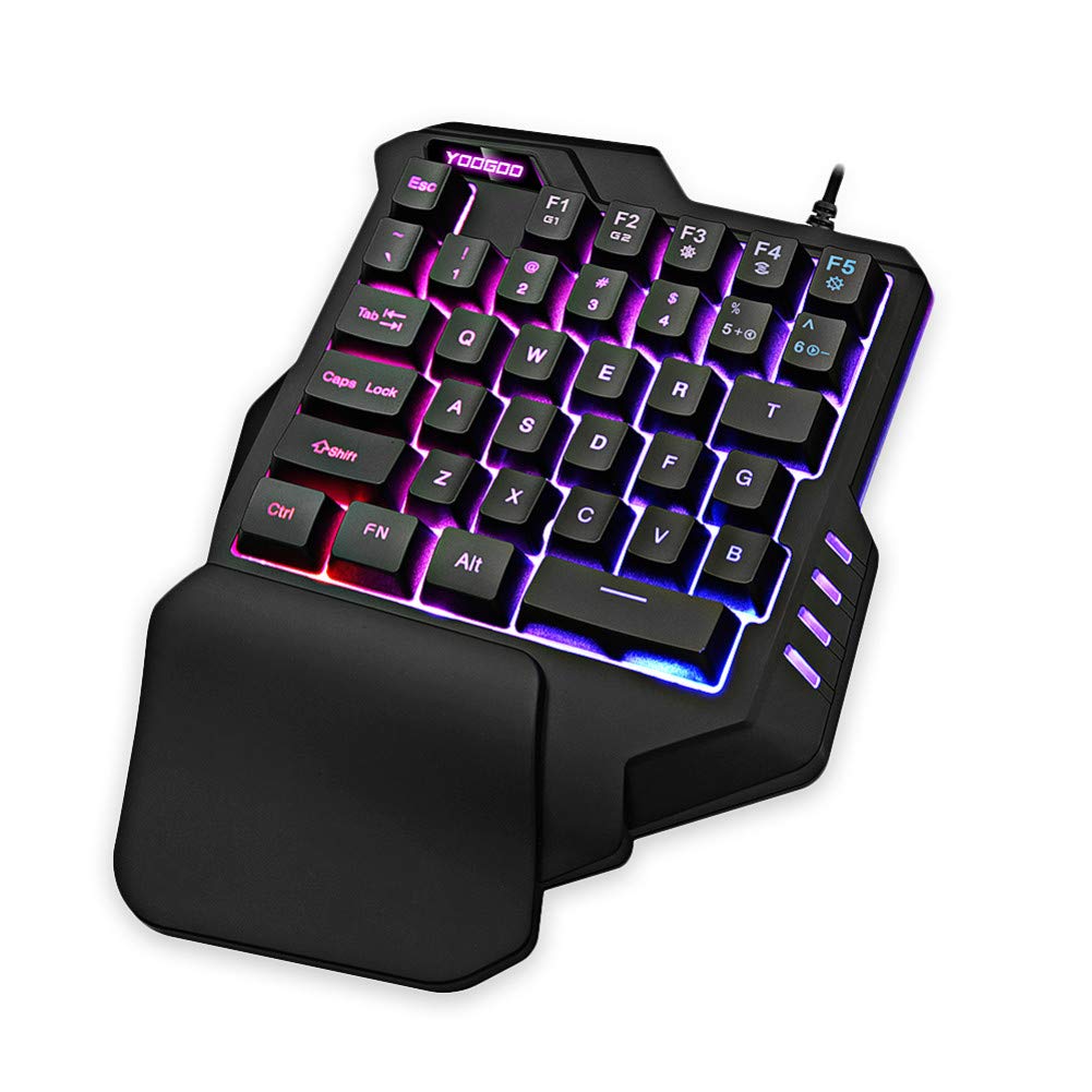 Keyboard Wired Gaming Keypad Membrane Keyboards With Rgb Led Backlight 35 Keys One-Handed Usb 2.0 Portable Game Keyboard