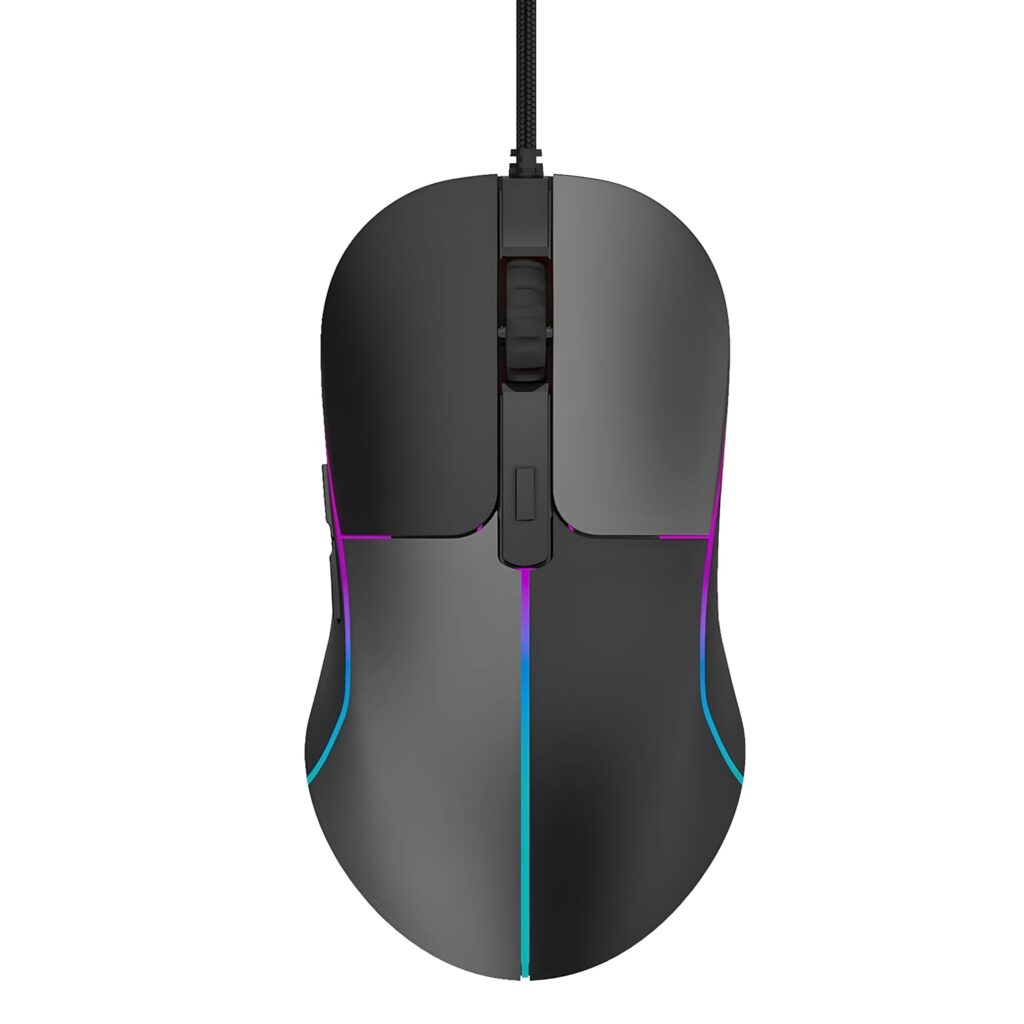 BUYFLUX Bold Gaming Mouse with Customizable 6 RGB Lighting Mode + On/Off, 7 Programmable Buttons, Gaming Grade Sensor, 6400 DPI Tracking | Wired Gaming Mouse