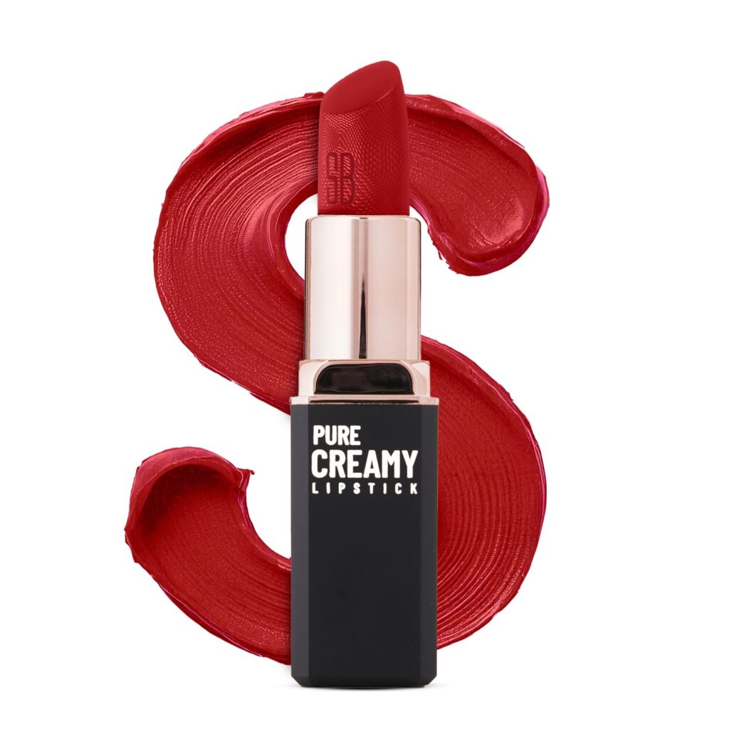 Swiss Beauty Pure Creamy Lipstick | Smooth Glide | Matte Finish | Rich Colour | With Vitamin E & Tea Tree Oil | Hydrating | All-Day Comfort | Shade- 14-Chilli Red