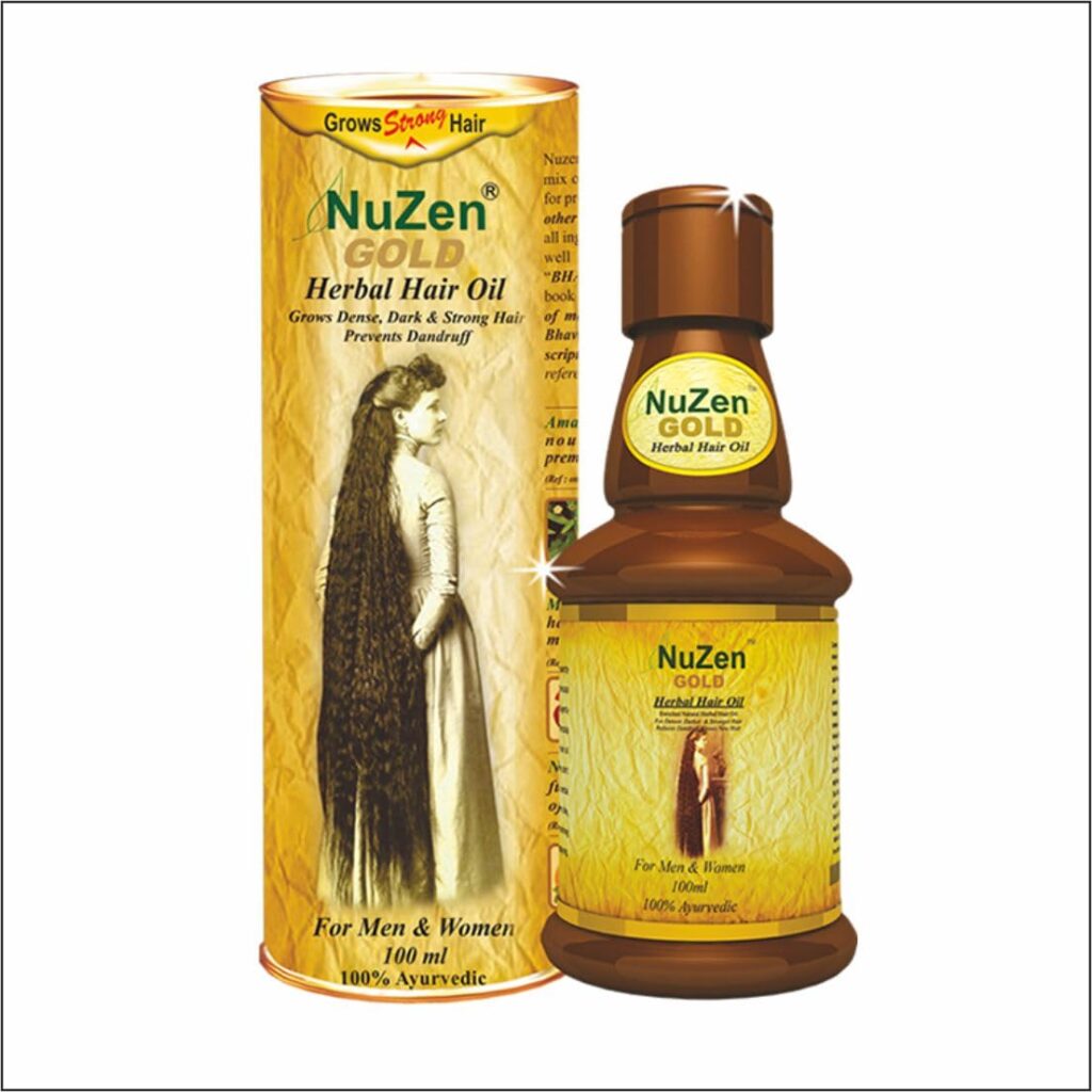 Nuzen Gold Herbal Hair Oil - 100% Pure Herbal Hair Oil Grows New Dense Dark & Strong Hair Prevents Dandruff 100% Ayurvedic and can be used both by Men & Women - 100ml