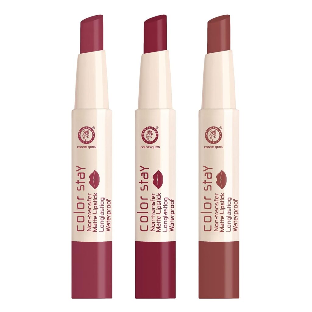 Colors Queen Color Stay Matte Lipstick Combo Set of 3 | Weightless Matte Finish with Smooth Application | Transfer Proof, Smudge Proof & Waterproof | Long Lasting Lipstick for Women (Rouge, Bright Sexy Red)