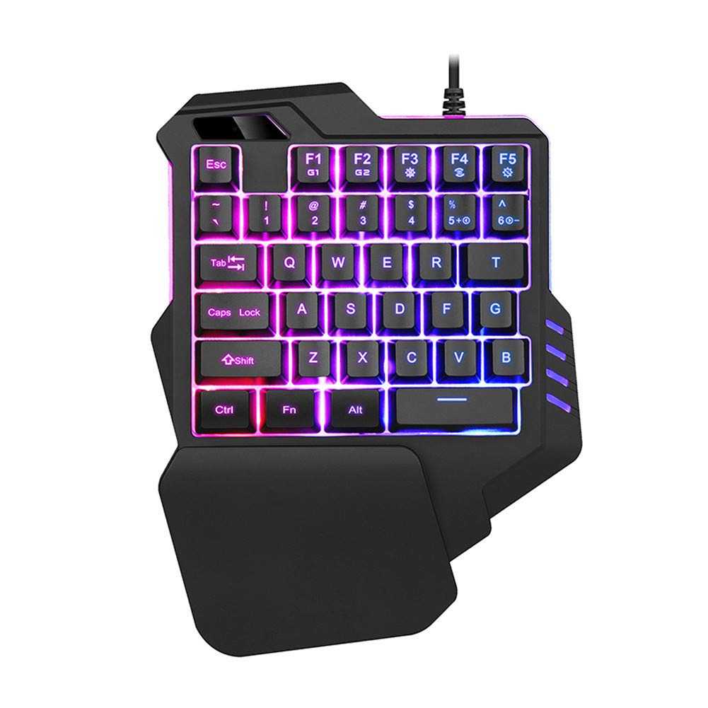 Keyboard Abs Single Hand Mechanical Feel Gaming Keyboard Led Backlit Tablet Drain Hole Multi Key Anti Slip Left Wired Games Usb