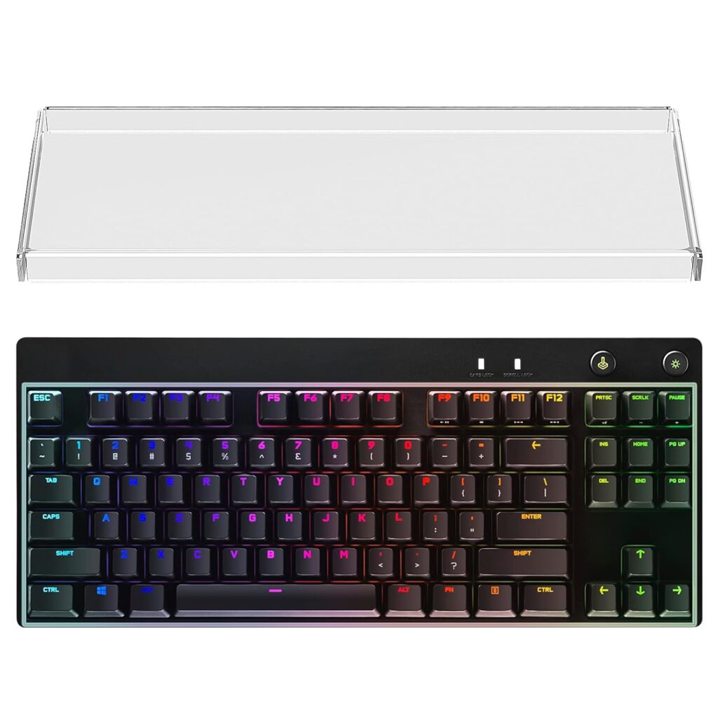 Geekria Tenkeyless TKL Keyboard Dust Cover, Clear Acrylic Keypads Cover for 80% Compact 87 Key Computer Mechanical Gaming Keyboard, Compatible with Logitech G PRO / G515 Lightspeed TKL