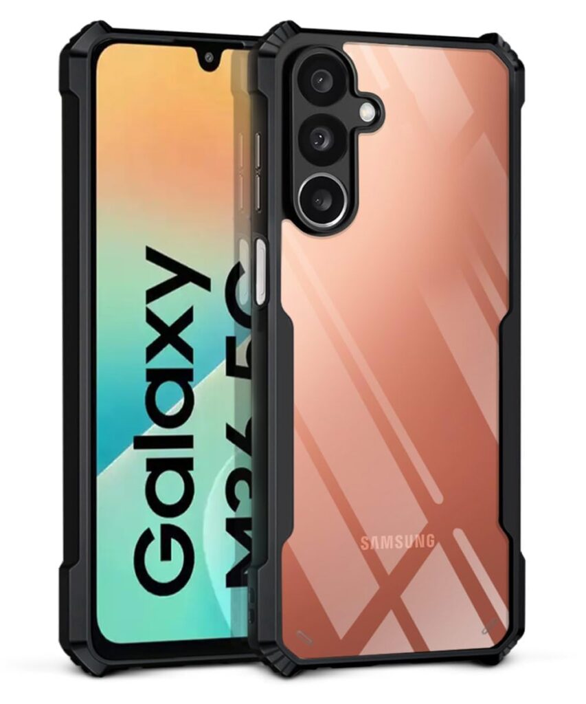 WOW IMAGINE Shock Proof Clear Protective Back Case for Samsung Galaxy M36 5G | Samsung Galaxy F36 5G- AirEDGE Technology | 360 Degree Camera Protection | Transparent Hybrid Mobile Cover - Black