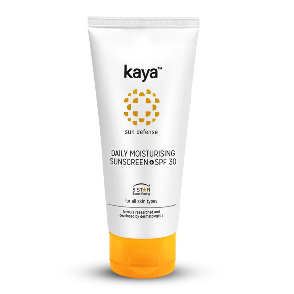 Kaya Daily Moisturizing Sunscreen SPF 30 PA++ | Glycerin, Hydroxyethyl Urea | Dermatologist-Developed | 22 Years Expertise | Hydrating, Non-Sticky Cream, All Skin Types | 50ml