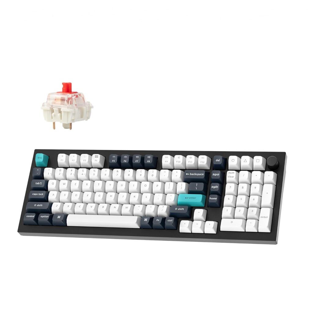 Keychron Q5 Max Wireless Custom Mechanical Keyboard, 2.4 GHz Bluetooth QMK Full Aluminum 96% Layout RGB with Hot-swappable Gateron Red Switch Compatible with Mac Windows Linux