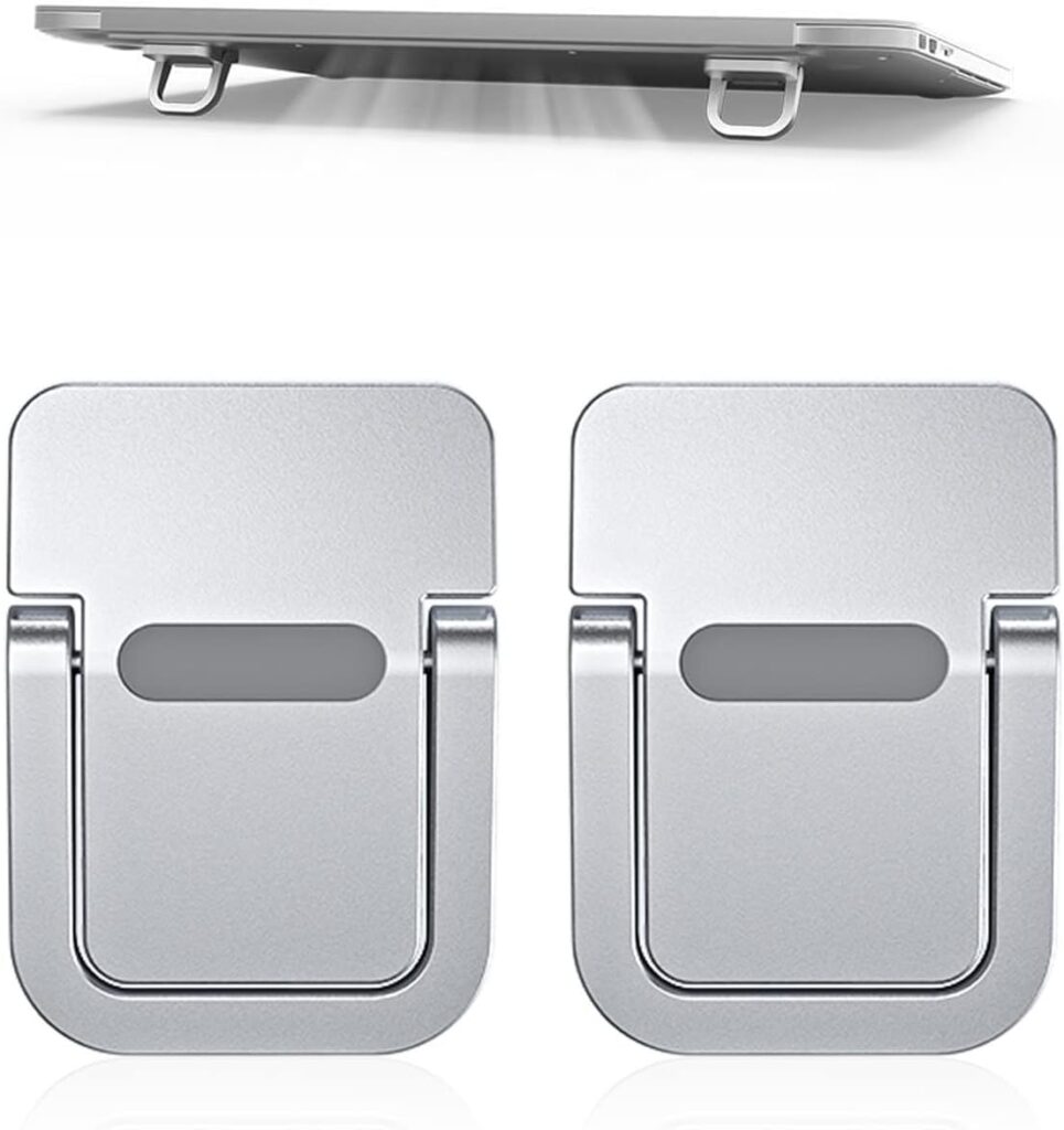 BOXZEO Portable Laptop Stand, Keyboard Riser, Desktop Riser, Self-Adhesive Invisible Computer Keyboard Stand for All Laptops Computer Tablets, Foldable Laptop Feet with Anti-slip Silicone(Alloy-2 Psc)