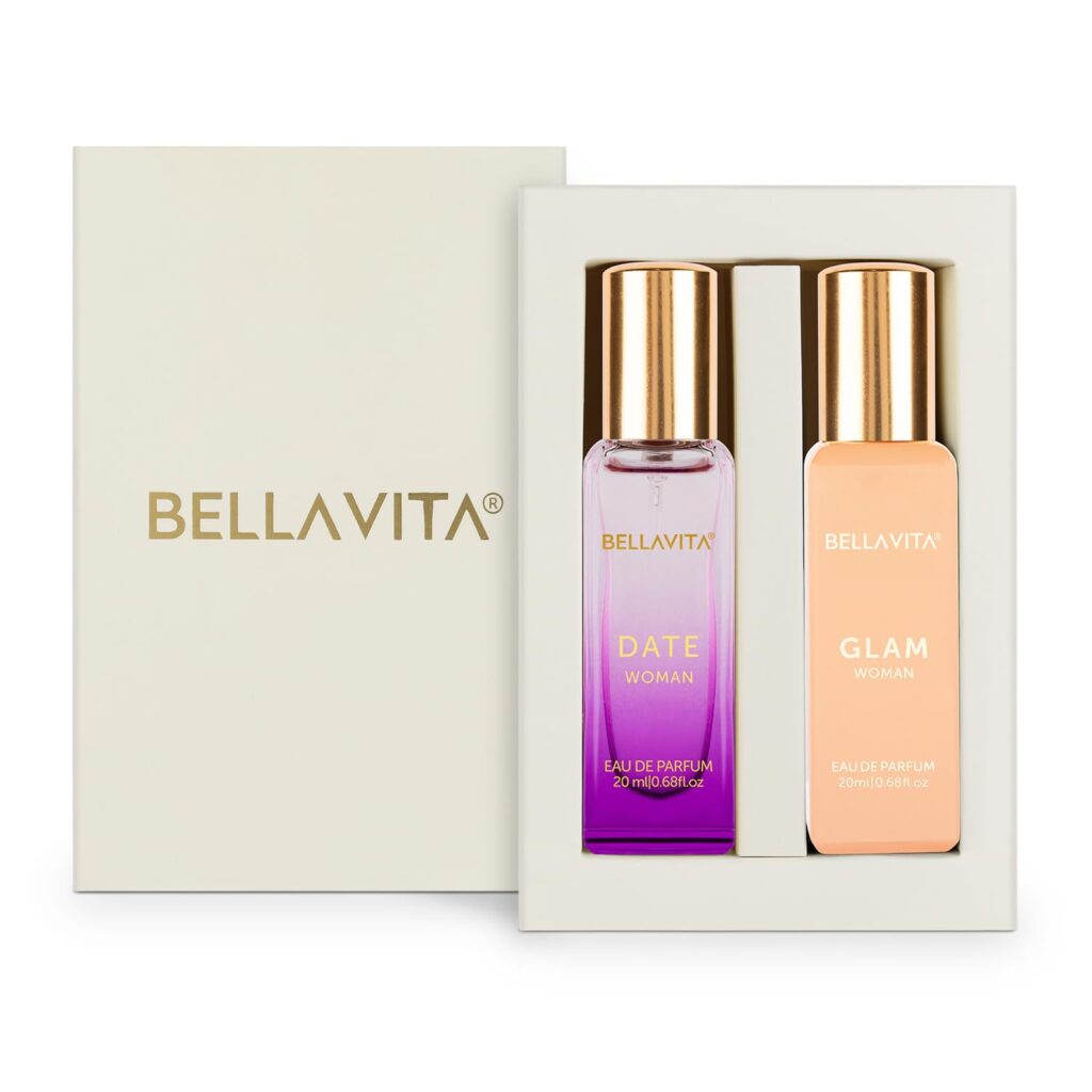 BELLAVITA Date & Glam Women Long Lasting | Perfume for Woman | EDP 2x20ml | Pink Peper, Jasmine, Vanilla, Patchouli | Floral, Fruity, Citrusy and Woody Premium Fragrance Scent