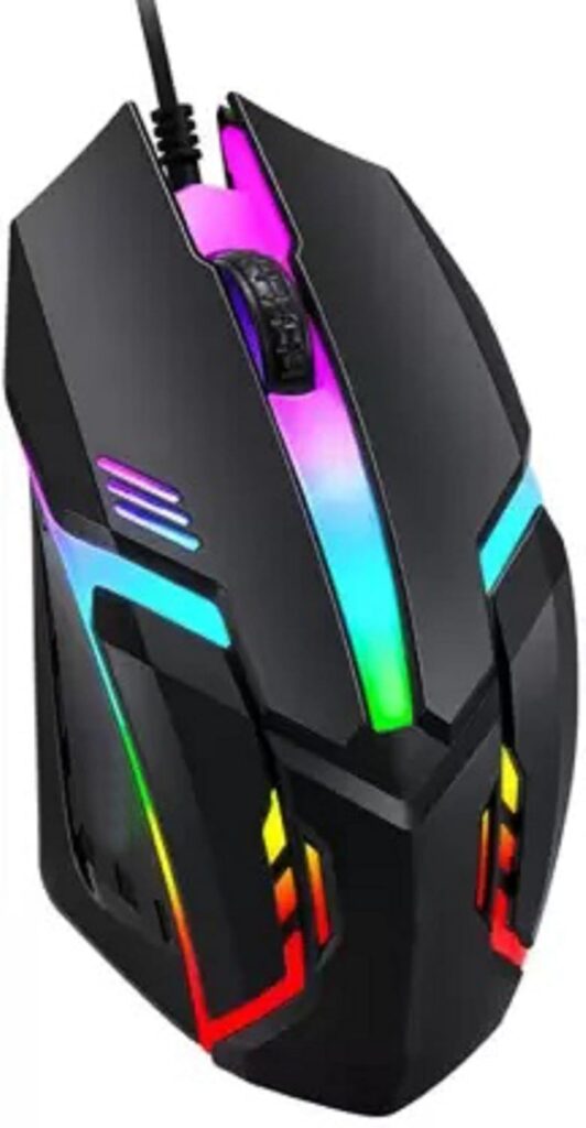 UniBoss High Precision Wired Gaming Mouse with 4 Buttons, Rainbow LED Lights Plug & Play, 3 Million clicks, Light Weight Mouse