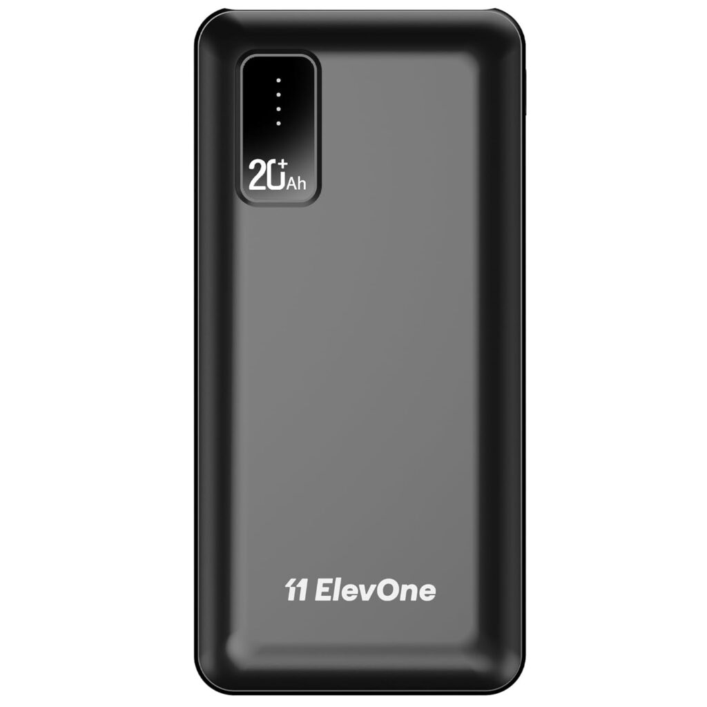 ElevOne by Ambrane 20000mAh Power Bank with 10.5W Fast Charging, Dual USB Output, Made in India, Multi-Layer Protection, Wide Compatibility, Stylish & Compact Design + Type-C Cable (Rapid 20, Black)