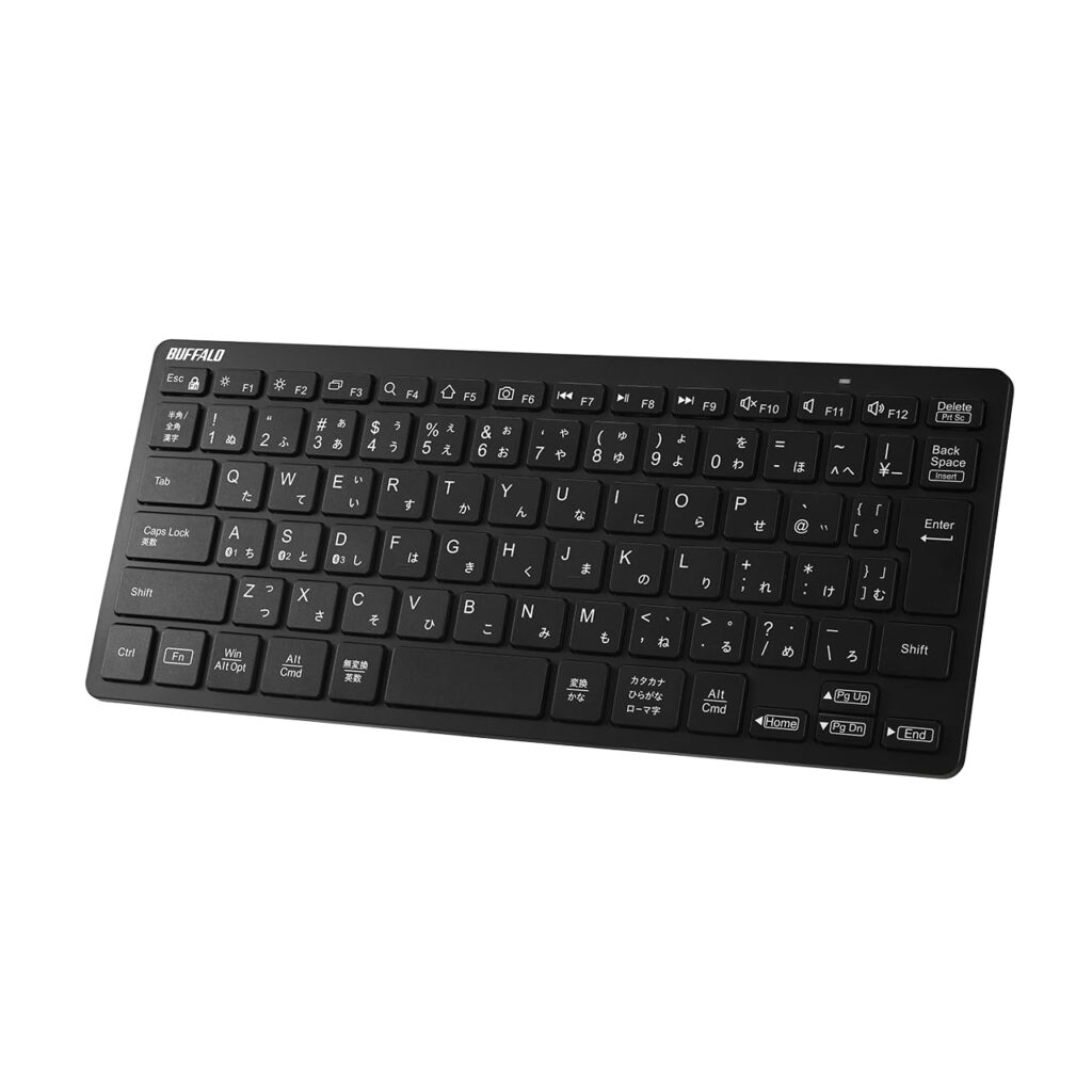 Buffalo BSKBB345BK Bluetooth 5.0 Wireless Mini Keyboard Thin Portable Pantograph 3 Pairs Japanese Black