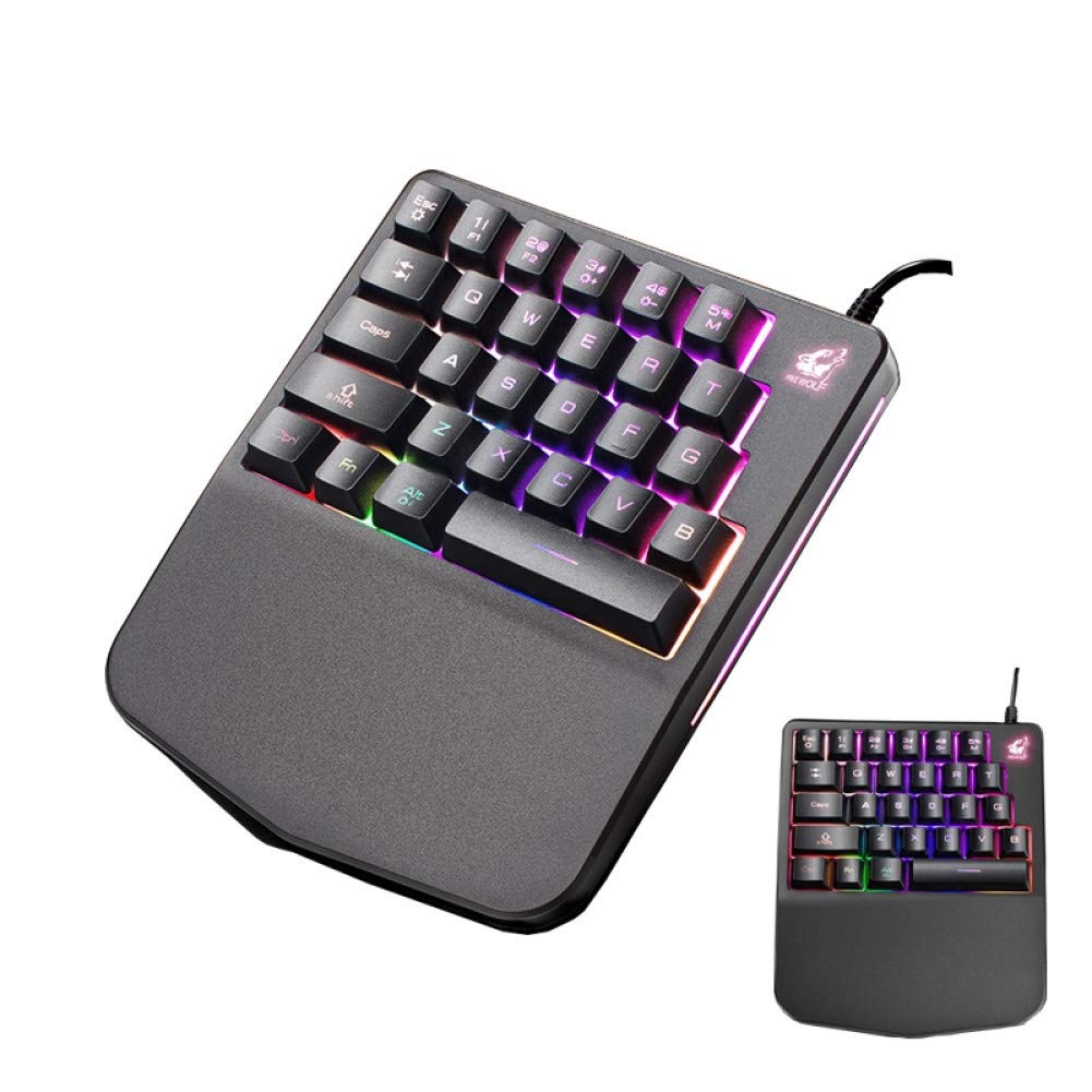 Keyboard Waterproof Wired Gaming Keyboard Backlit Rainbow Led 28 Keys Usb Single Hand Ergonomic Mechanical Feeling Keyboard for Pc Desktop