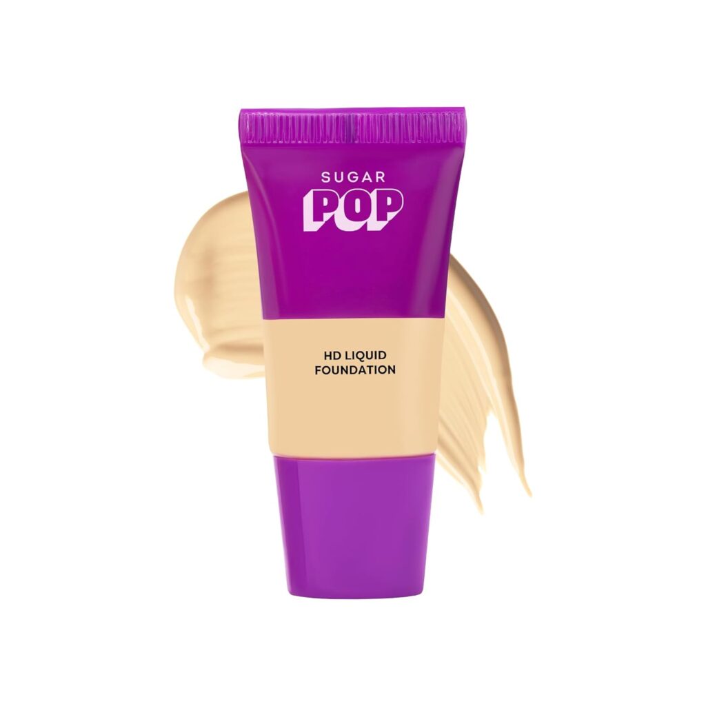 SUGAR POP HD Liquid Foundation Tube with SPF 30 | Lasts upto 16hrs | Full Coverage | Water-Resistant | Matte Finish | 18ml - 01 Hazelnut