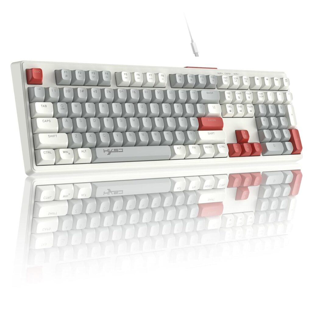 A.JAZZ Gaming Keyboard,Wired Keyboard with RGB Backlight,Mute Full Keyboard with Stand,Morandi Theme Style Keyboard,ABS Material Keycaps,Detachable Type-C USB Cable,Plug-and-Play,for PC/Win/Mac/Laptop