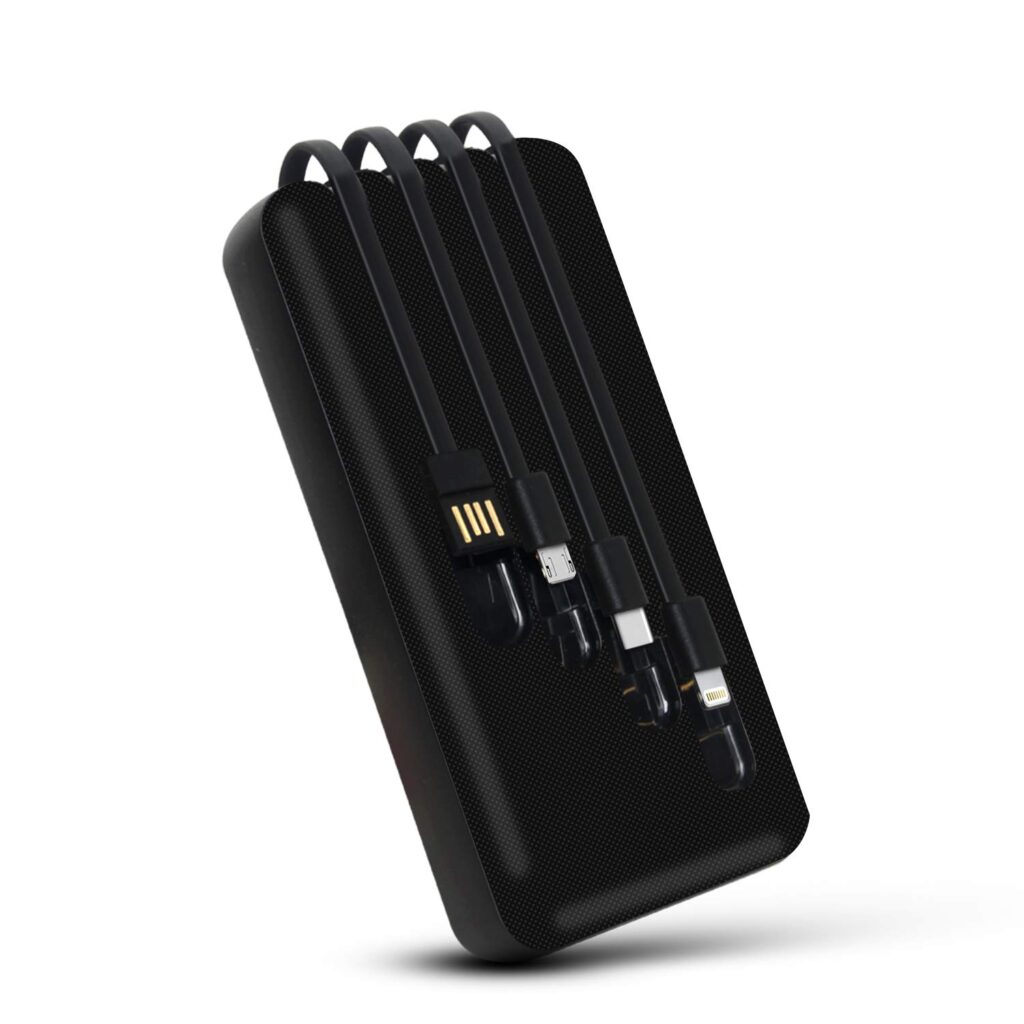 Callmate 20000mAh Power Bank, 15W Fast Charging| Buit-in 4-in-1 Cables | 4 Output Ports and 3 Input | Digital Display |LED Torch|for iPhone, Smartphones (15 W, Fast Charging) (Black, Lithium Polymer)