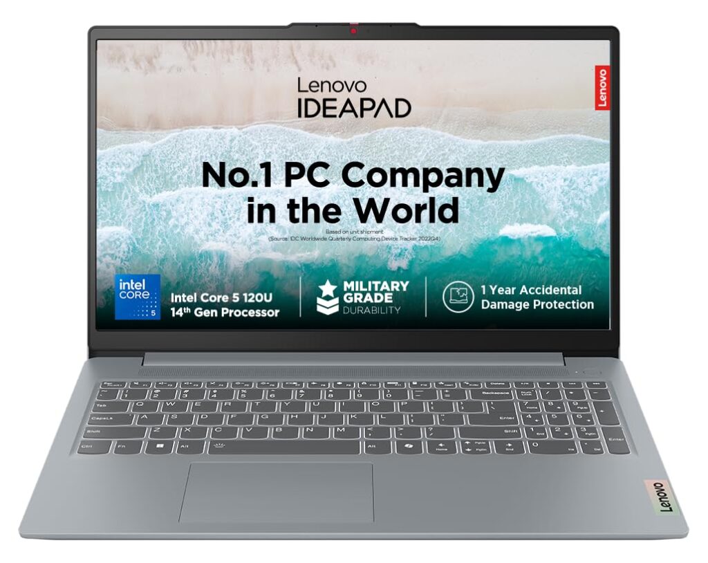 Lenovo IdeaPad Slim 3 14th Gen Intel Core 5 15.6 inch (39.6cm) FHD IPS Laptop (16GB RAM/512GB SSD/Windows 11/MS Office 2021/Backlit Keyboard/1Yr ADP Free/3 Mon. Game Pass/Grey/1.6Kg), 83E6001UIN