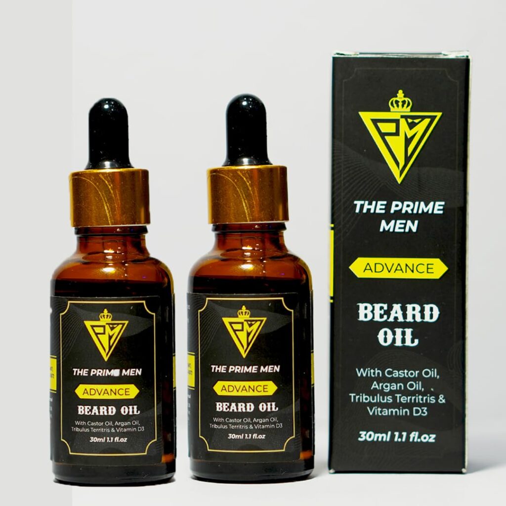 The Prime Men Advance Beard Oil With tribulus terrestris 8 Natural Oils including Vitamin E Nourishment & Strengthening No Sulphates No Parabens (30 ml (pack of 2))