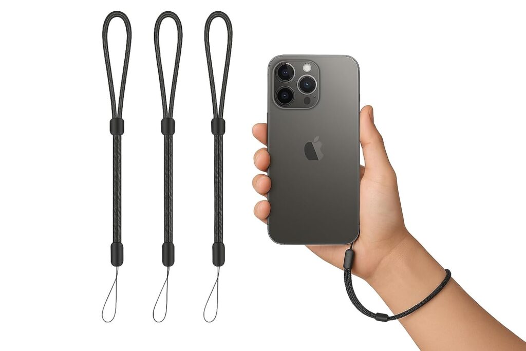 AccuPrints Pack of 3 Adjustable Colorful Nylon Hand Wrist Straps for GoPro, Camera, Keys, Keychain, Phone, USB Flash Drive, Wallet, ID Name Tag Badge (Mixed Vibrant) (A3P5) (Black 3)