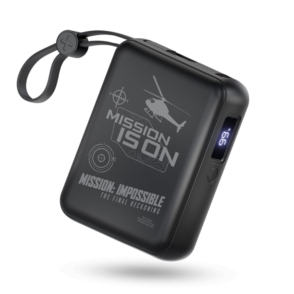 Mobilla x Mission: Impossible – MPower X2 Limited Edition Powerbank | 27W High-Speed Output | 10000mAh Battery | Built-In Type-C & Lightning Cables | Dual Fast Charging Ports | Battery Display (Black)