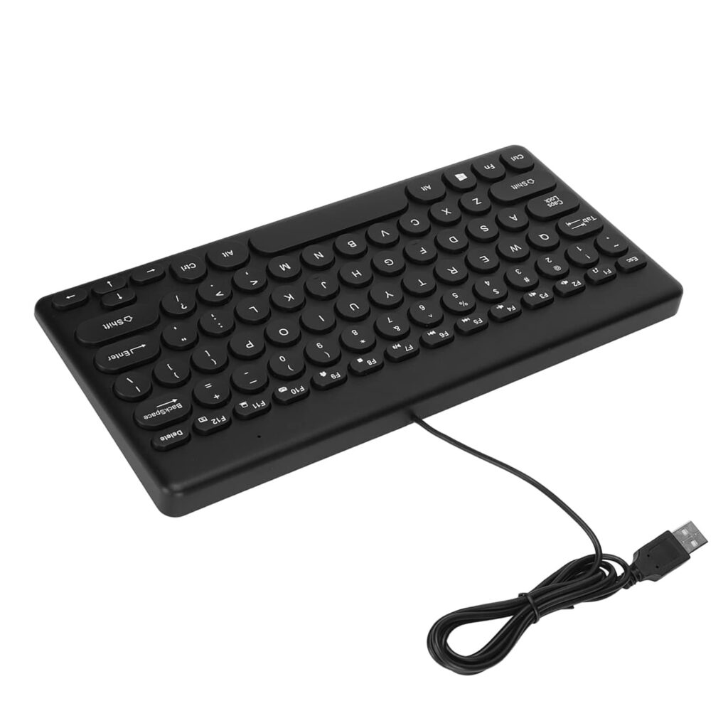 Travel Keyboard, wear Resistant USB Keyboard Highly Stable Ergonomic Design for Home use for Travel Office Black