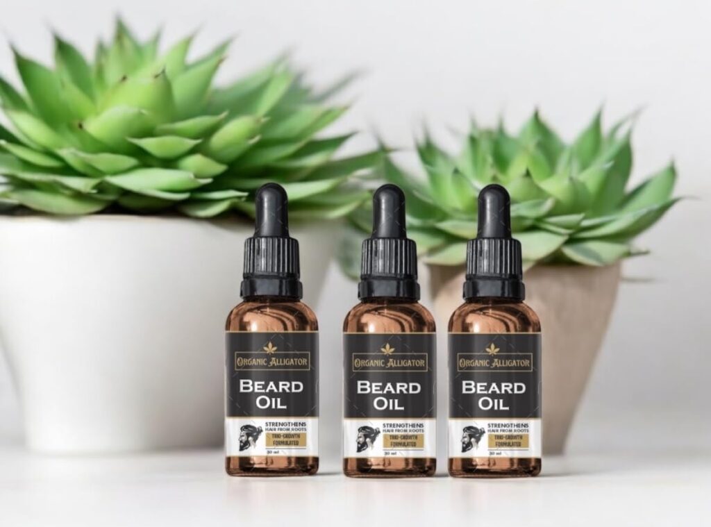 Organic Alligator Beard Oil, SLS and Paraben free, For thicker and fuller beard, 90ml, With 8 natural oils, 3 Pack, with goodness of jojoba, argan and black seasame seed oil