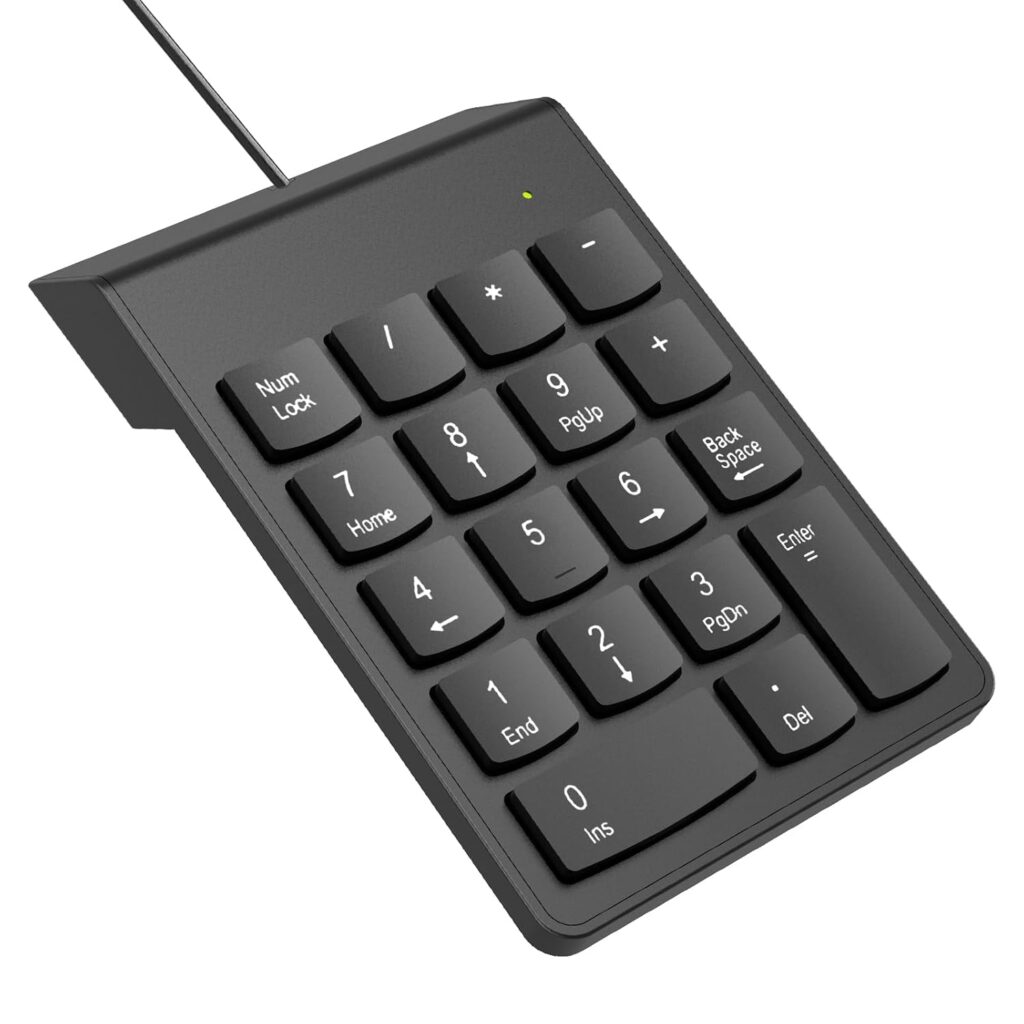 1Goal USB Numeric Keypad Numpad Portable Slim Mini Number Pad Keyboard for Laptop Desktop Computer PC, ChromBook, Surface Pro Notebook, Tax Number Calculate, Office Travel & Home Key Black (1G-NUMPAD)
