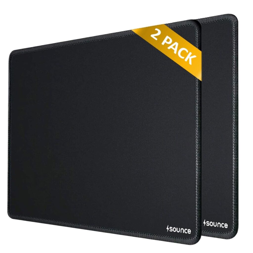 Sounce Mouse Pad (Pack of 2) 230 x 190 x 2mm, Durable & Smooth Surface, Non-Slip Rubber Base, Waterproof Design, Ideal for Laptop, PC, Laser & Optical Mice (Black)