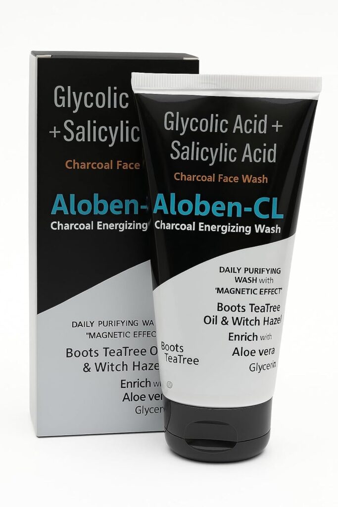 Aloben-CL Charcoal Face Wash – Deep Cleansing Gel with 2% Salicylic Acid, Glycolic Acid, Tea Tree Oil & Witch Hazel | Fights Acne, Oil & Impurities | For Oily & Acne-Prone Skin – 60ml