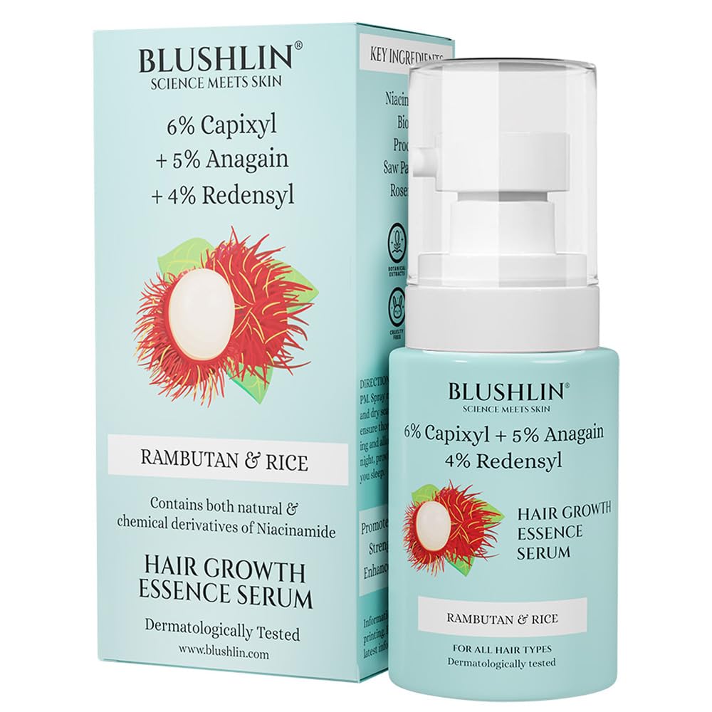 BLUSHLIN SCIENCE MEETS SKIN Blushlin Hair Growth Serum With 3% Redensyl,6% Capixyl & 5% Anagain With Rosemary Oil||Hair Serum For Women & Men | 30Ml