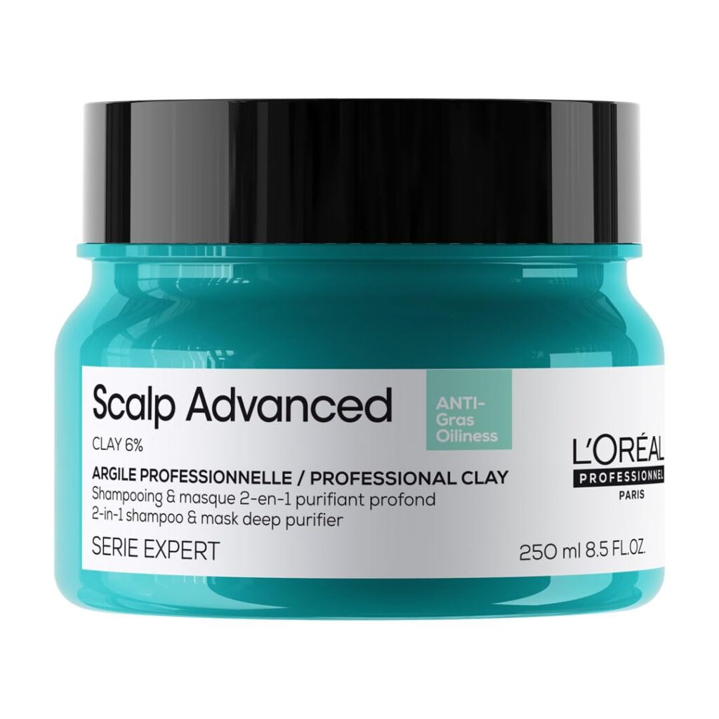 L’Oréal Professionnel Scalp Advanced Anti-Oiliness 2-In-1 Deep Purifier Clay 250gms| For Very Oily Scalps | Purifies the Scalp Deeply with 3% AHA & 6% Clay | For Men & Women