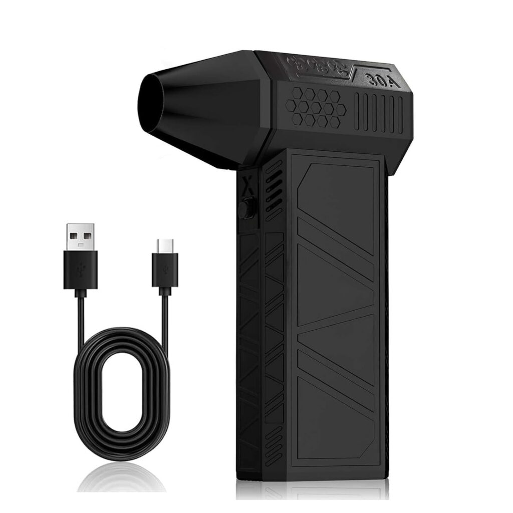 Ultra-Powerful Compressed Air Duster, with 300,000RPM/350G Wind Pressure - Aluminum Alloy Electric Air Duster for Heavy-Duty Dust/Snow Removal, Mini Portable Blower for Car, PC, Keyboard Cleaning