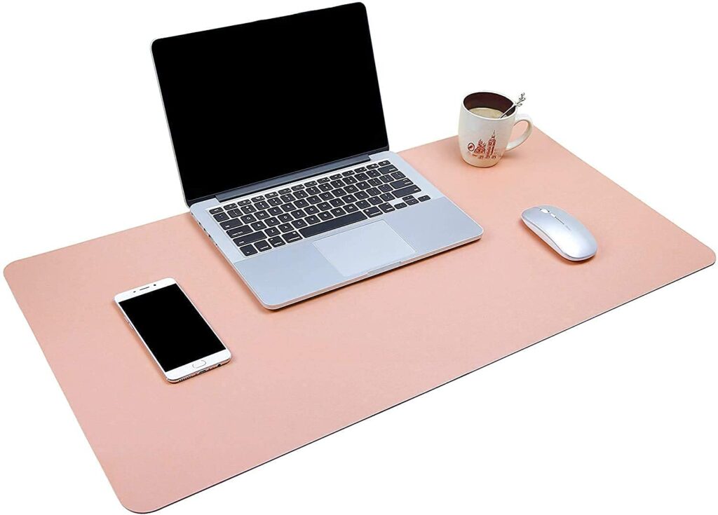 SWILAK Desk Mat, Mouse Pad,Waterproof Desk Pad,Large Mouse pad for Desk, Leather Desk Pad Large for Keyboard and Mouse,Dual-Sided Mouse Mat for Office and Home (Pink, 80 * 40CM)