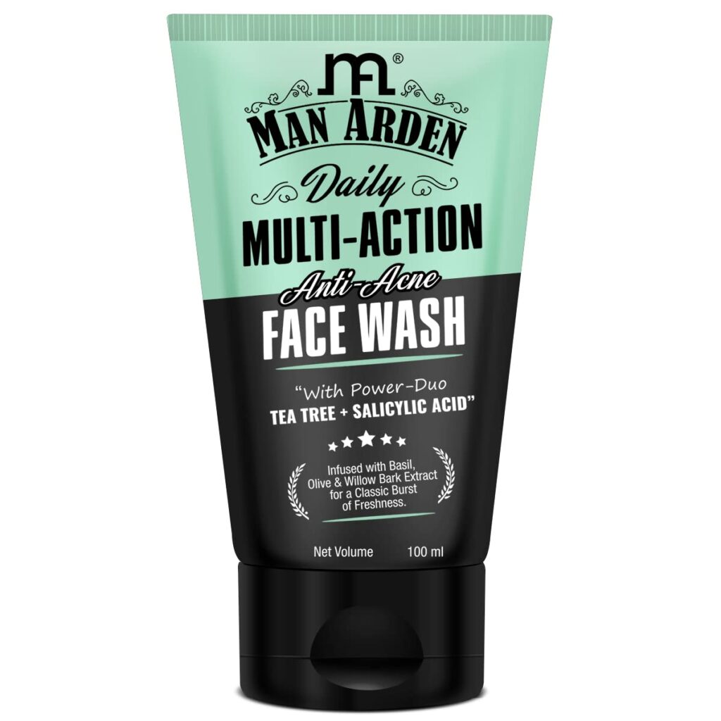 Man Arden Daily Multi-Action Anti Acne Face Wash Tea Tree + Salicylic Acid For Oily Skin, 100 ml