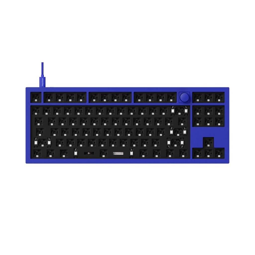 Keychron Q3 TKL Layout Hot-Swappable Wired Custom Mechanical Keyboard Full Aluminum Knob Barebone Version, QMK/VIA Programmable Macro, Double-Gasket DIY Kit Compatible with Mac Windows Linux-Blue