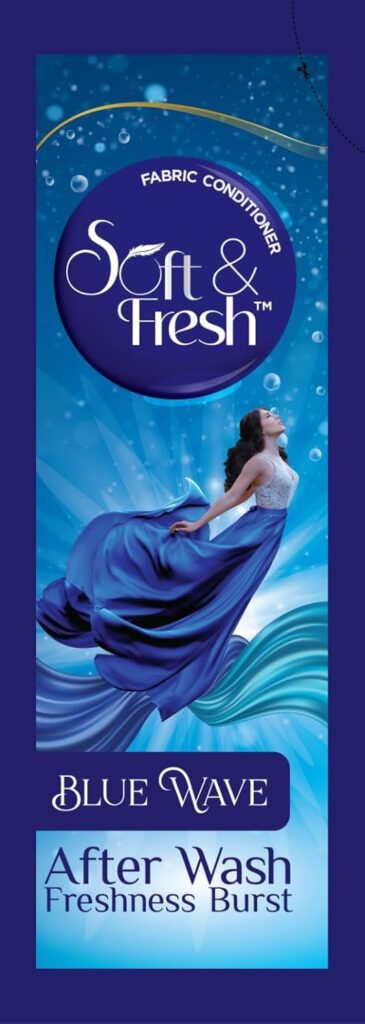 Soft & Fresh Blue Wave fabric conditioner 20ml sachet (60pcs) after wash increase Freshness (60 x 20 ml)