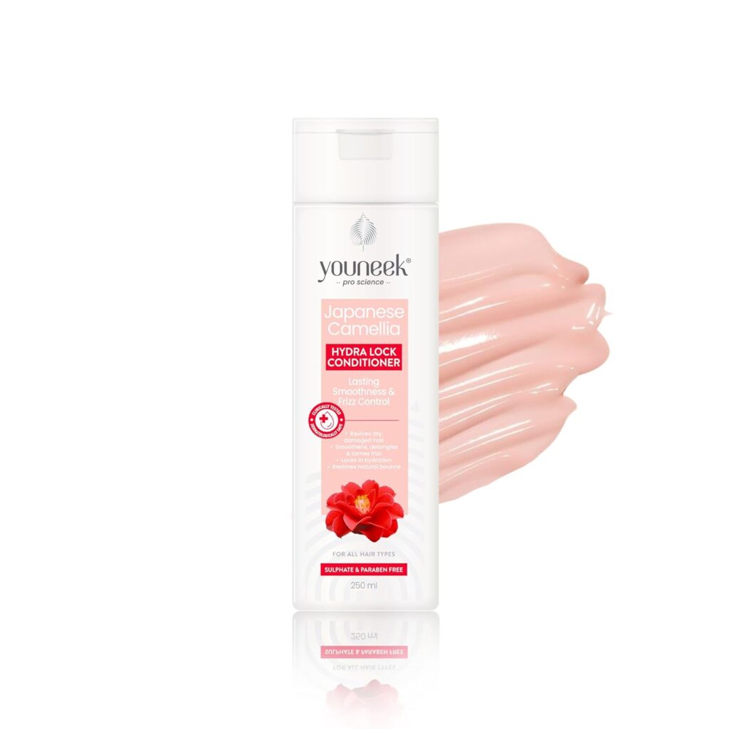 Youneek Pro Science Japanese Camellia Hydra Lock Conditioner | Long-Lasting Moisture Infusion | Detangles, Smoothens & Tames Frizz | Sulphate-Free | For Dry, Damaged, Frizzy Hair | Men & Women | 250ml
