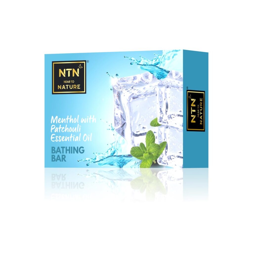 NEAR TO NATURE Menthol with Patcholi Bathing Bar (Pack of 1-80g) | Refreshing Bath Soap Bar for Men & Women | Paraben Free