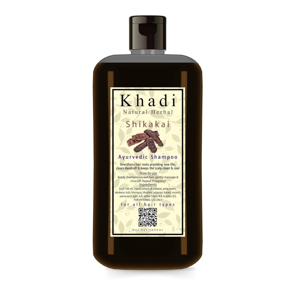 Khadi Natural Herbal 1000ml Shikakai Hair Fall Control Shampoo | Suitable For Dry & Frizzy Hair | Sls & Paraben Free Anti Dandruff Hair Cleanser Shampoo For Women & Men 1Ltr Pack